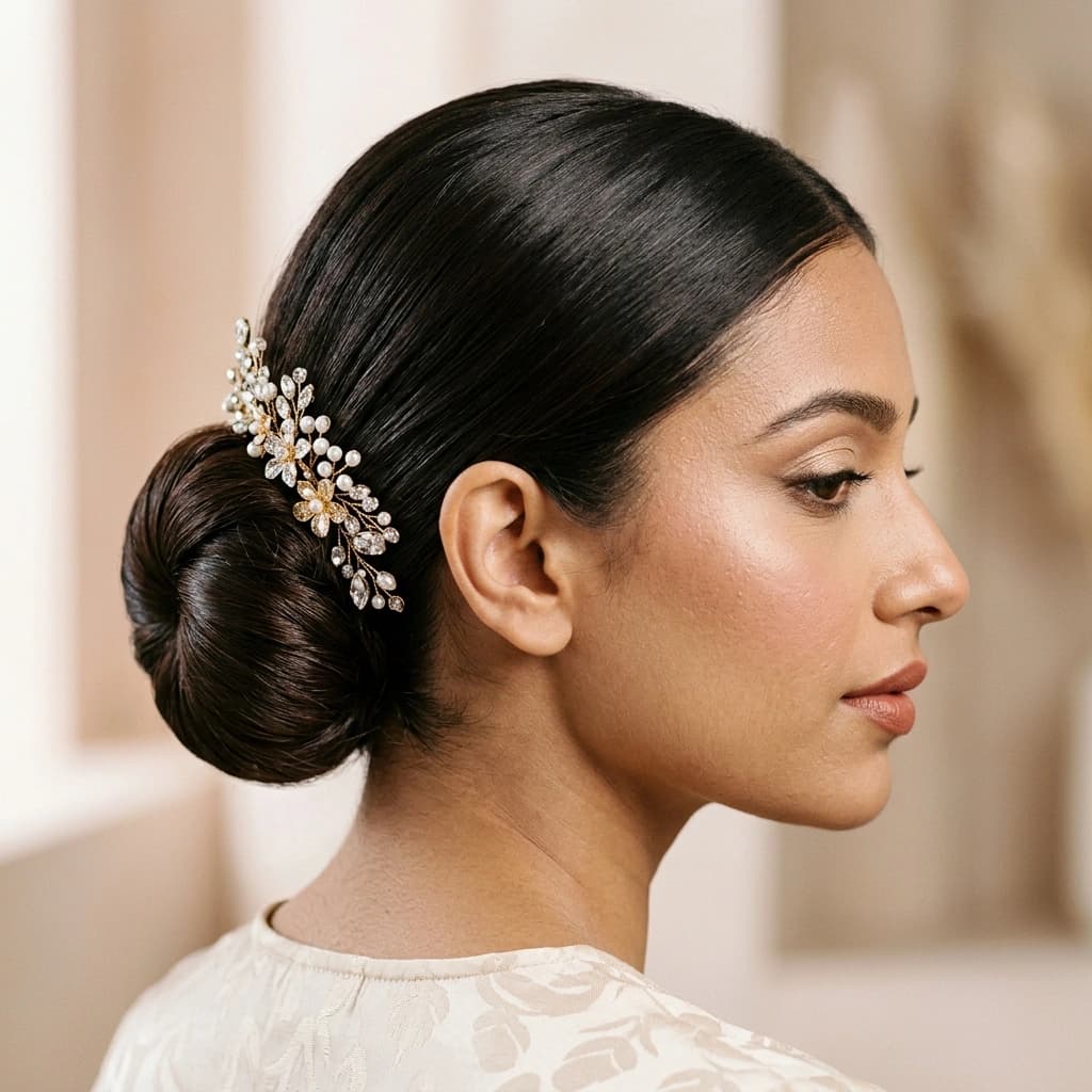 Hair styling detail for editorial shoot